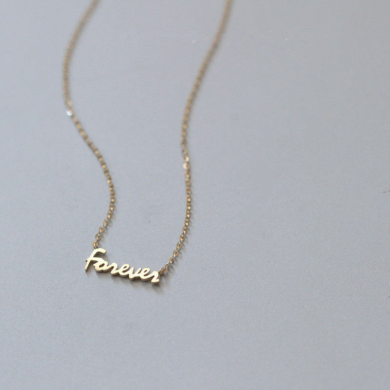 Sterling Silver Plated 14K Gold Necklace Women Forever English 8cd5ec93 1151 419f 8950 b42c04d65d5d