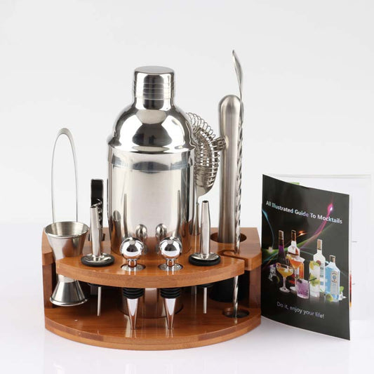 Bartender 12-piece Cocktail Family Bartending Tool Set With Semi-circular Bamboo Base 8d0a3ee5 316c 4af5 a923 57951eaeeedd