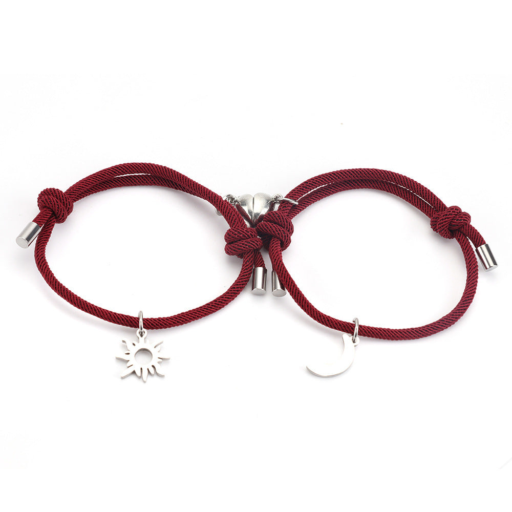 Stainless Steel Titanium Sun And Moon Pendant Couple Bracelet 8d0b6dbf f066 4dd1 986c d09e566cac3b