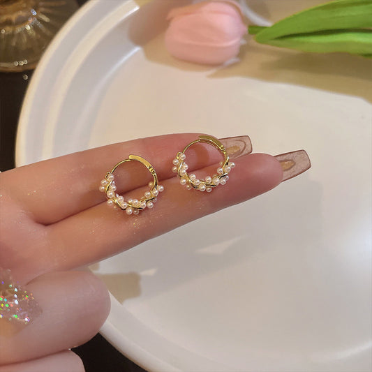 Pearl Earrings Autumn And Winter Special-interest Design Bead Eardrops Earrings New Elegant Circle Ear Clip Women 8d5cc338 9a