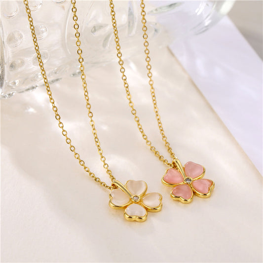 Temperament Diamond-encrusted Opal Four-leaf Clover Collarbone Chain 8d805b3b a576 483f a4e2 97ba9147afa3