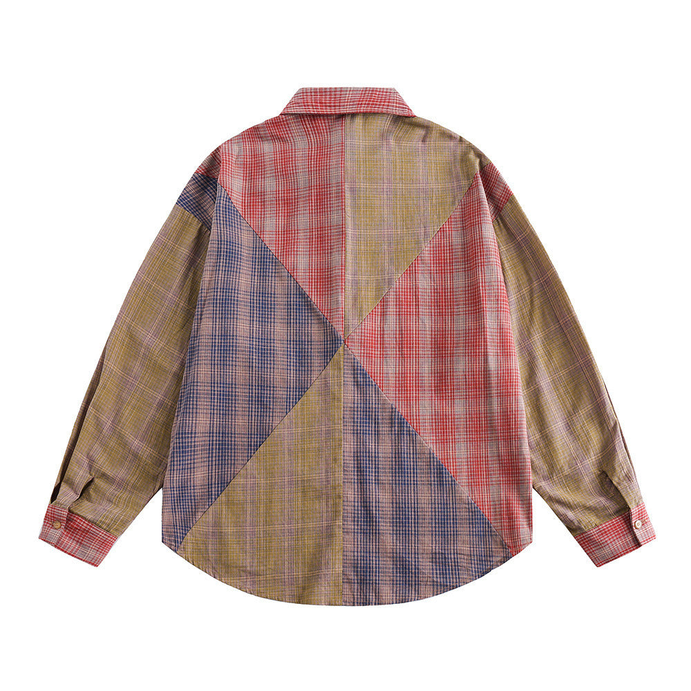 Color Matching Plaid Long Sleeve Shirt For Men And Women 8dedfae7 9f54 4ff3 991f 4a5bc6d1b680