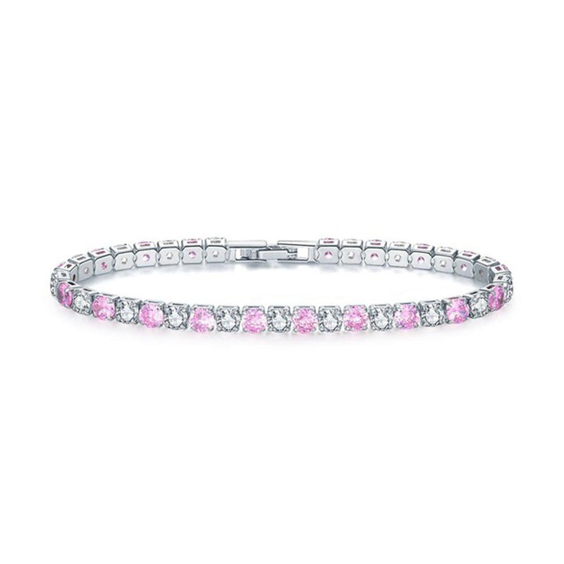 Fashion Color 4.0 Round Zircon Single Row Diamond Bracelet 8dfb6814 a45f 4920 a59b 8582c3a134df