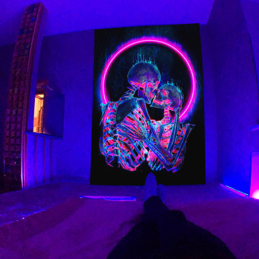 Fluorescent Tapestry UV Fluorescent Tapestry Psychedelic Mushroom Wall Hung Hippie Decorative Room Aesthetics 8e0a9fd6 5081 4