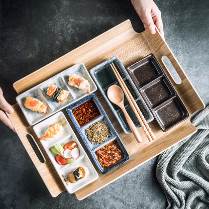 Japanese Three Grid Seasoning Dish With Dipping Material Ceramic Dish 8e2ad0b9 e8fc 40bc be1a b3ce6a368d1f