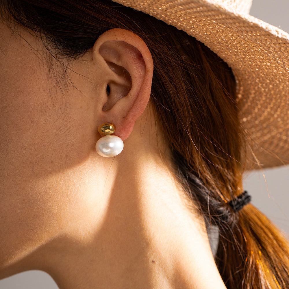 Stainless Steel Pearl Stud Earrings Titanium Steel 8e3e2d92 81e9 4fe5 89ec af4eb8cd9ca8