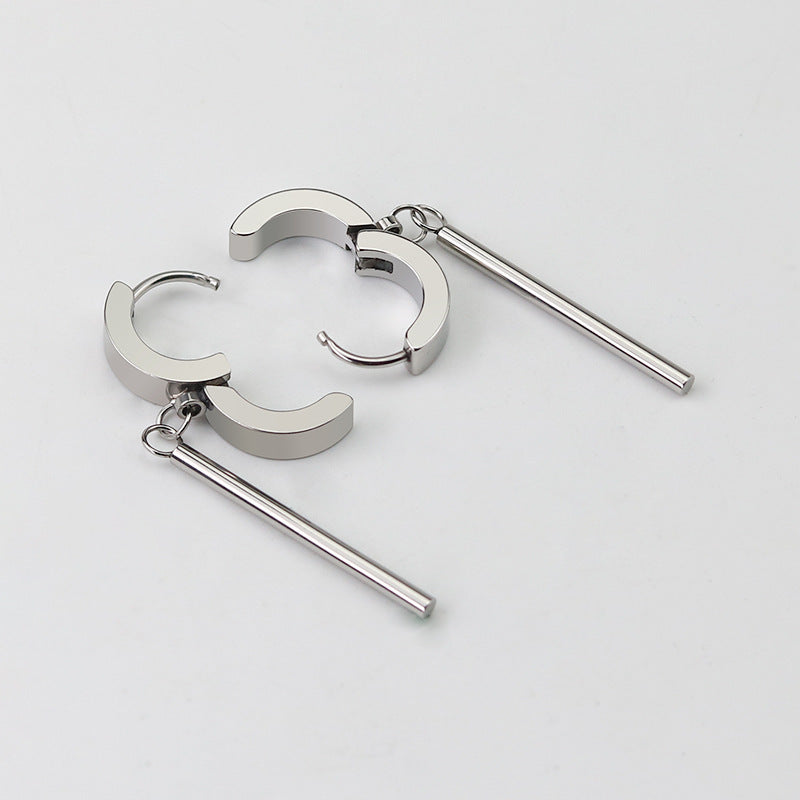 Hip Hop Round Bar Pendant European And American Stainless Steel Earring Ear Clip 8e4cda71 dca7 4ff3 9a37 b2f28613a97d