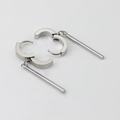 Hip Hop Round Bar Pendant European And American Stainless Steel Earring Ear Clip 8e4cda71 dca7 4ff3 9a37 b2f28613a97d