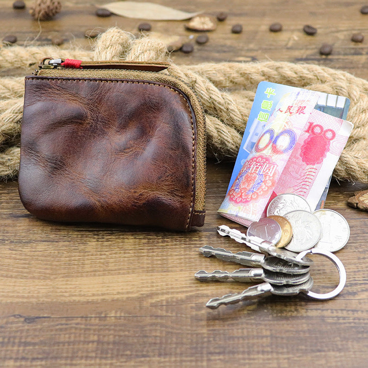 Textured Wear-resistant Genuine Leather Vintage Unisex Mini Purse 8ea5c977 62a9 4913 913d dba871e31f2a