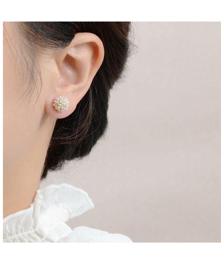 Non-piercing Pearl Rice Ball Ear Studs