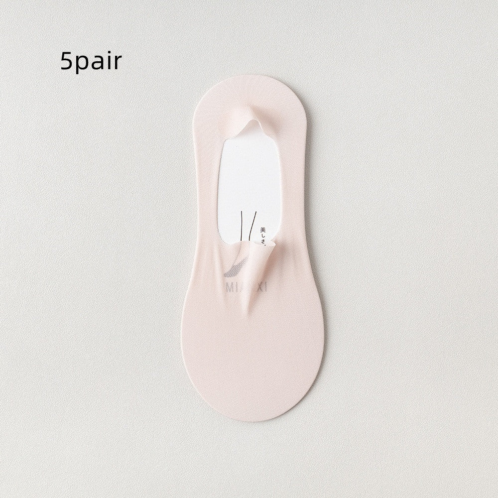 Women's Mesh Boat Socks Summer Thin Cotton Bottom Non-slip Tight Ice Silk Arbitrary Cut Women's Low Cut Invisible Socks 8eb9e