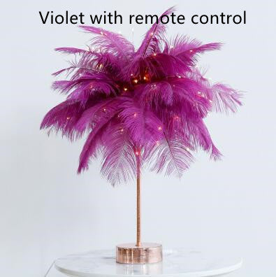 Feather Lamp Nordic Desk Lamp European-Style Bedroom Bedside Feather Table Lamp Night Light Table Lamp Decoration Modern 8ed2