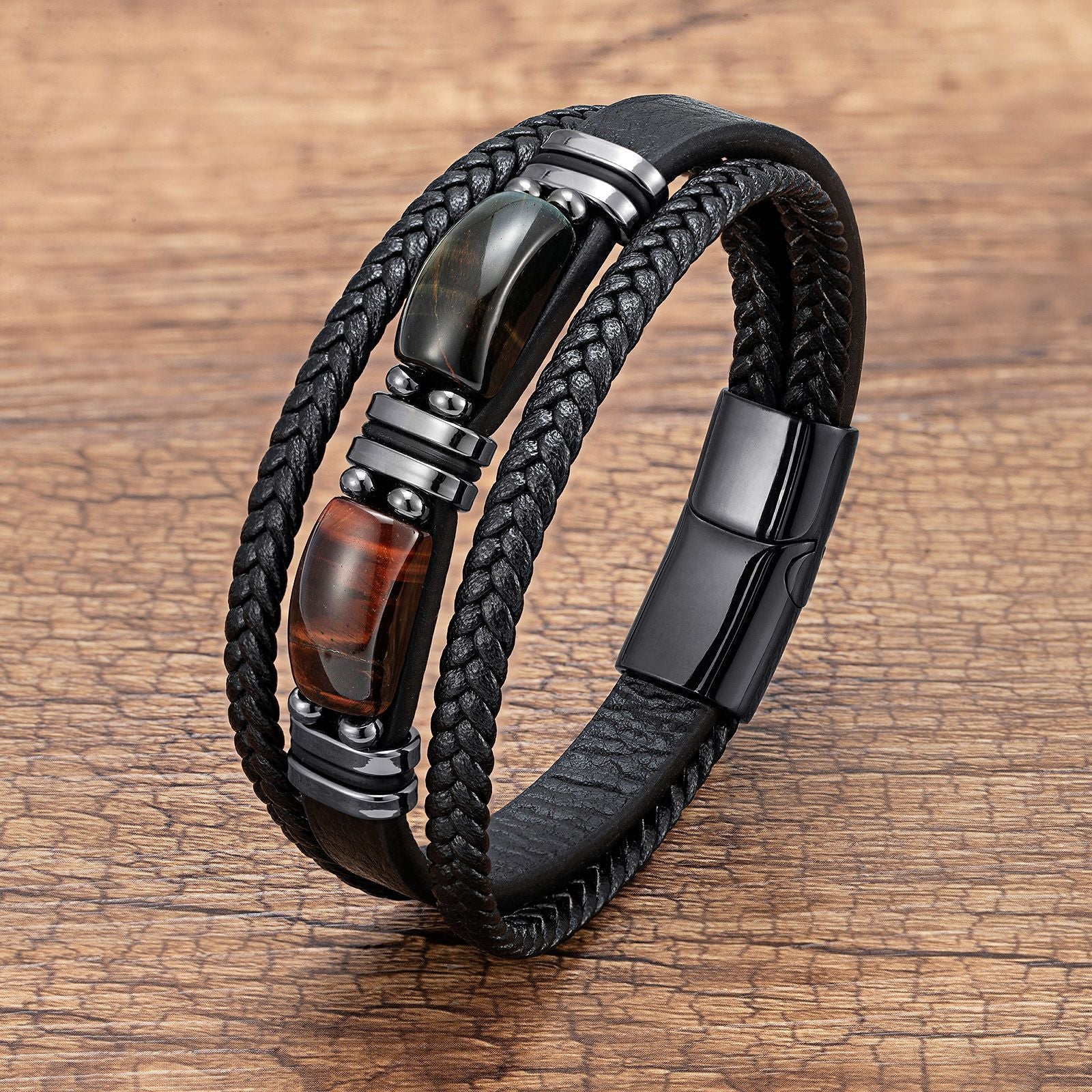 Men's Tiger Eye Bracelet Multilayer Leather Strap 8ede30e0 3681 4f45 8ff8 490873aa8b64