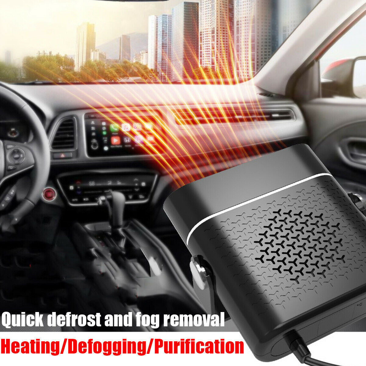 3 In 1 Car Heater Defogger Plug In Cigarette Lighter Mini Car Heater Defroster ABS Car Heaters Fan Defogger Anti-Fog - HD Wireless Product #1
