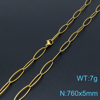 European And American Style Fashion Simple Titanium Steel Oval Ring Clavicle Chain Necklace 8f077c6f 82af 492c 92f1 23f4ad4bf