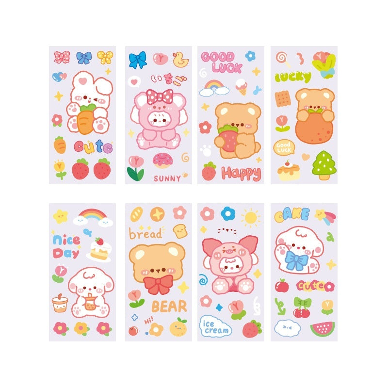 Cute Bear Clear Water Cup Stickers Children's Cartoon Korean Journal Material Mobile Phone Cup Decoration 8f21caf5 9583 4810 