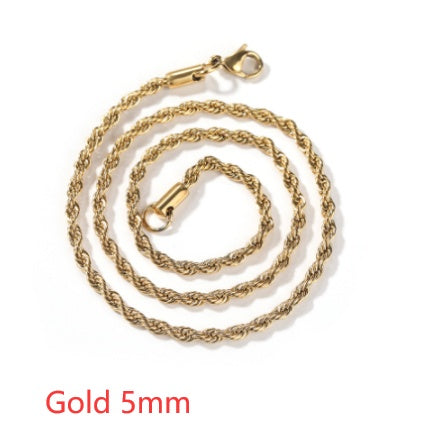 Color Preserving Plating Plain Chain 3MM Stainless Steel Fried Dough Twists Rope Necklace 8f71deec ab3c 485e a040 e3edef46996