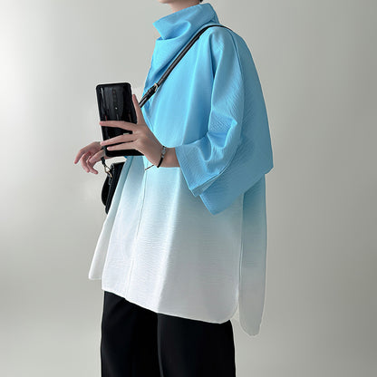 Gradient Short Sleeve Men's Plus Size Special-interest Design Pu Handsome High Sense 8f93289b bd07 4dd2 89af e5f7fd4355a3