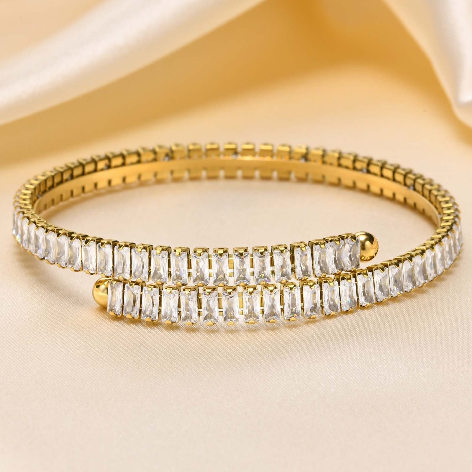 Women's Fashion Simple Square Zircon Stainless Steel Bracelet 8f947fb6 ea81 4bd9 90ca 96b715ddbcc0