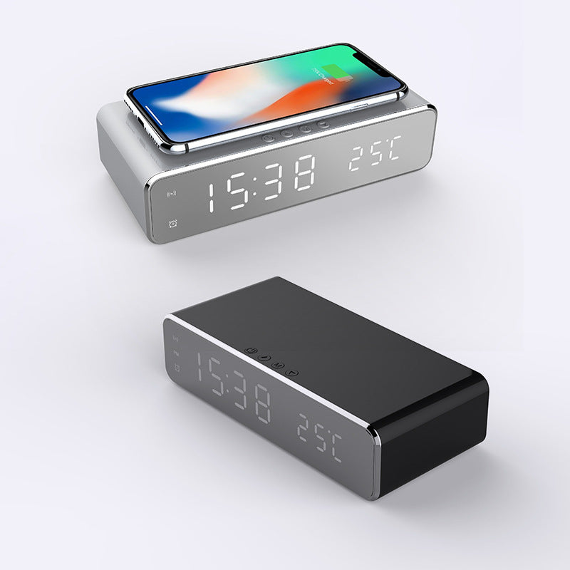 LED Electric Alarm Clock With Wireless Charger Desktop Digital Despertador Thermometer Clock HD Mirror Clock Watch Table Decor - 图片 3