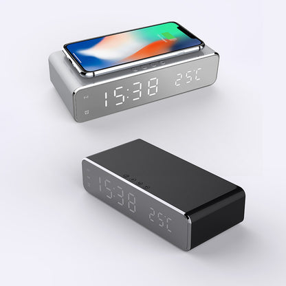 LED Electric Alarm Clock With Wireless Charger Desktop Digital Despertador Thermometer Clock HD Mirror Clock Watch Table Decor - 图片 3