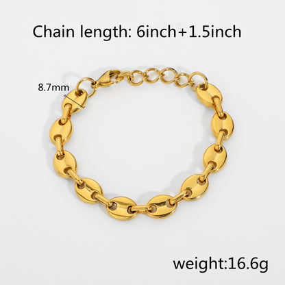 Punk Jewelry Gold Plated Titanium Steel Coffee Bean Chain 8f9892c5 d9c6 4aa6 aa2a 78e741dceeb2