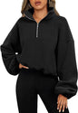 Loose Sport Pullover Hoodie Women Winter Solid Color Zipper Stand Collar Sweatshirt Thick Warm Clothing 8fb5e396 7f3d 4d3d 98