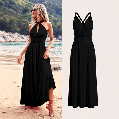 Multiple Wear Multi-rope Cross Strap Backless Sexy Dress