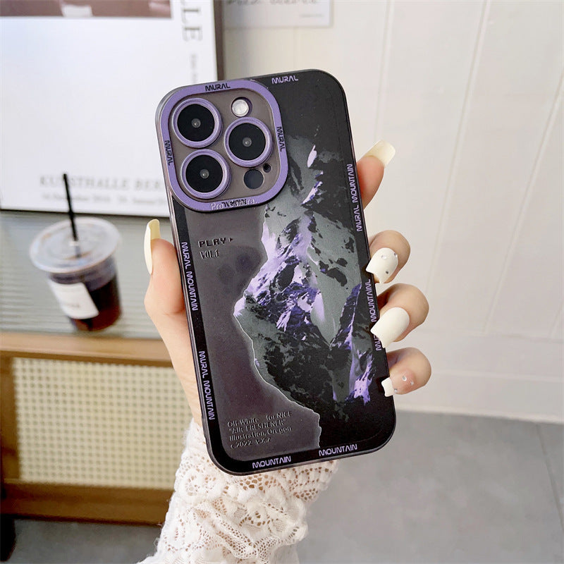New Dark Purple Apple 14 Phone Case Landscape Mountain Peak 90043dd6 86c6 47d5 ae13 f9d577cfa96f