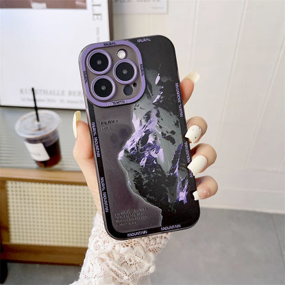 New Dark Purple Apple 14 Phone Case Landscape Mountain Peak 90043dd6 86c6 47d5 ae13 f9d577cfa96f