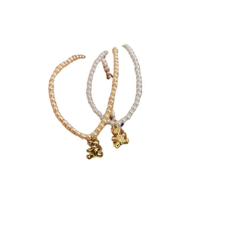 Geometric Bear Pearl Necklace Girlish Color Bear Pearl Temperament 90362120 b18d 4098 a8f4 8595803b51ea