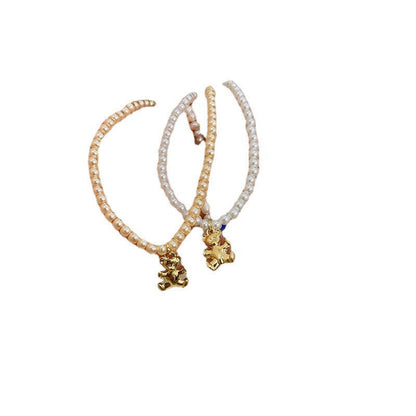 Geometric Bear Pearl Necklace Girlish Color Bear Pearl Temperament 90362120 b18d 4098 a8f4 8595803b51ea
