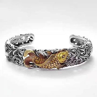 Chinese Style Two-color Electroplated Koi Tangcao Pattern Bracelet 90376f99 5ee7 429c 9aed f90ec06291cb