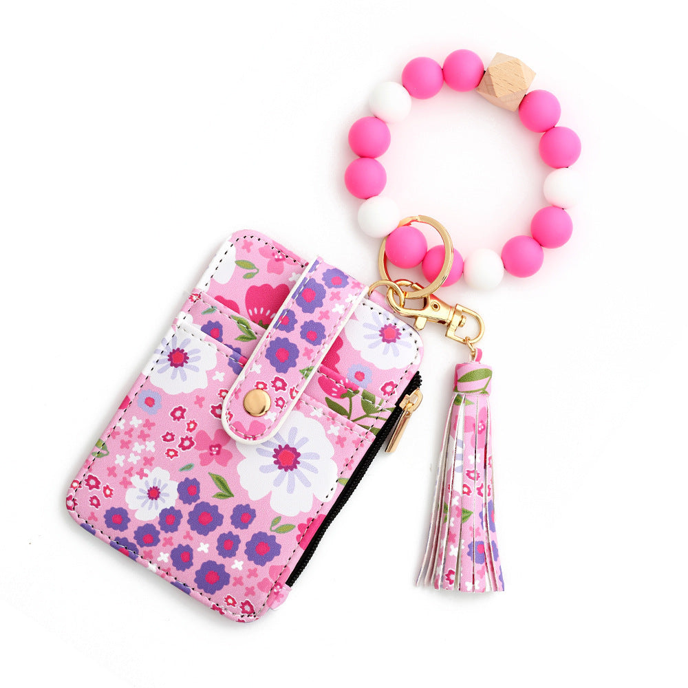 Women's Floral Print Leather Card Bag - 图片 6