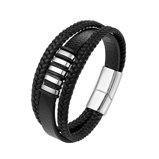 Men's multi-layer braided leather bracelet 9047568748533