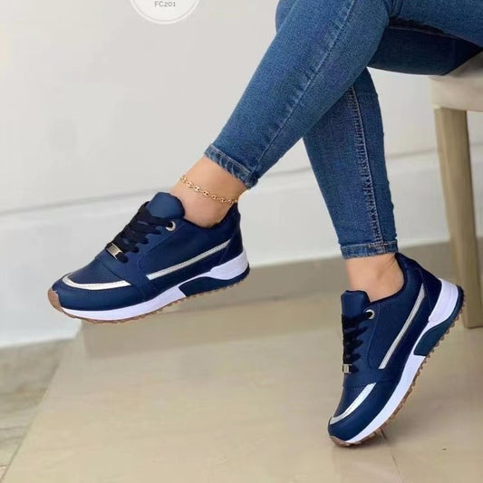 Casual Lace-up Flat Shoes Women Shallow Round Toe Sports Walking Sneakers 904b1fb1 5d58 4207 a38b 52ea50e37b76