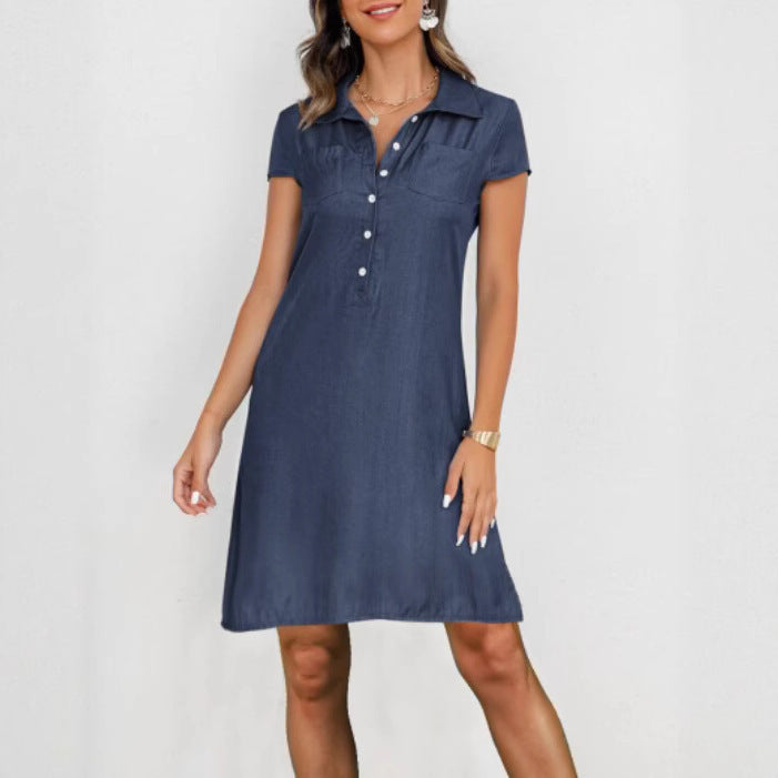 Split Pocket Large Swing Skirt Plus Size Casual Denim Dress