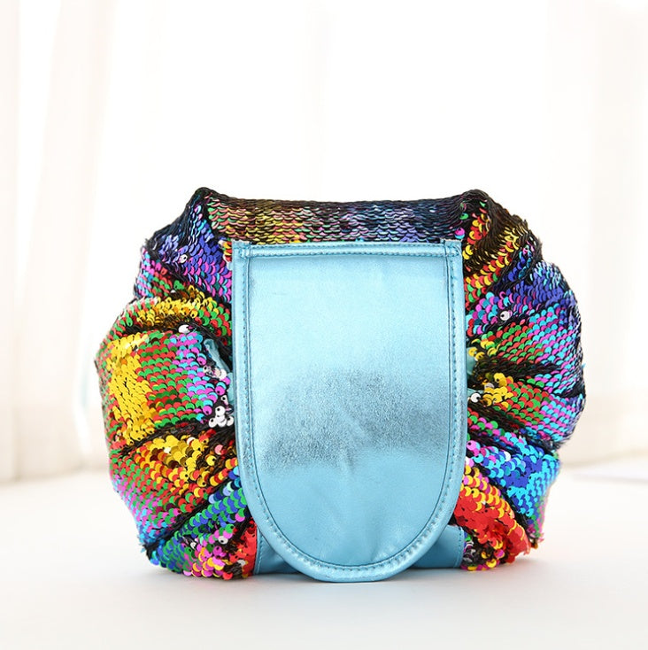 Mermaid Sequins design Cosmetic Bag Drawstring Makeup Case Women Travel Make Up Organizer Storage Pouch Toiletry Wash Kit 907