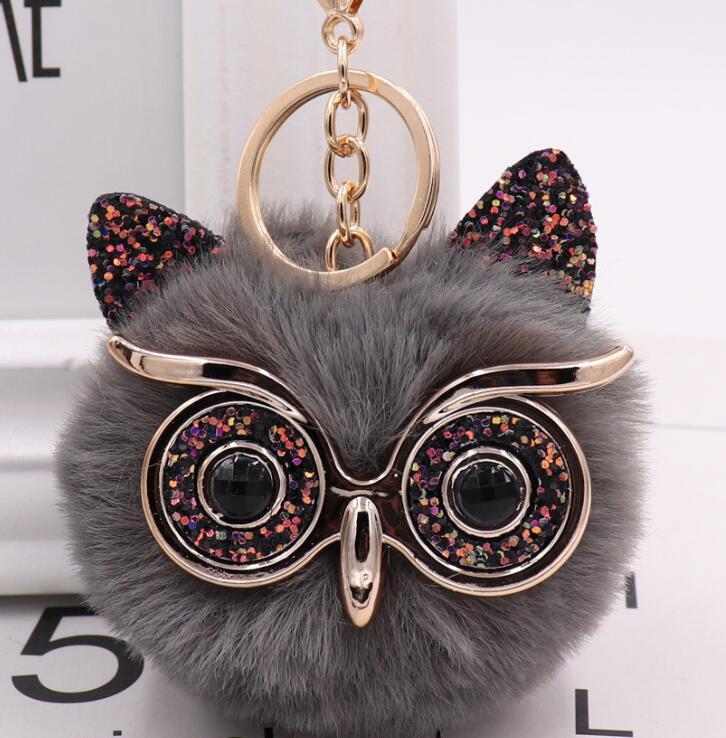 Lovely Owl Plush Doll Kids Favors Fur Ball Key Chain 908706805391