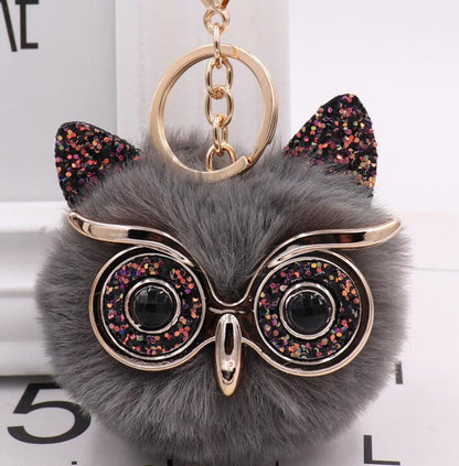Lovely Owl Plush Doll Kids Favors Fur Ball Key Chain 908706805391
