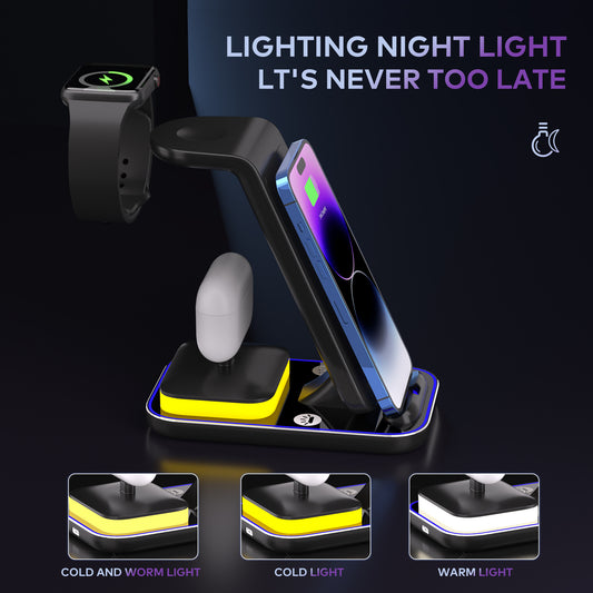 15W Fast Charge Vertical Wireless Charger Mobile Phone Watch Headset - 图片 1