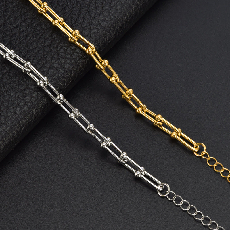 European And American Ins Cold Style Horseshoe Stitching Titanium Steel Bracelet