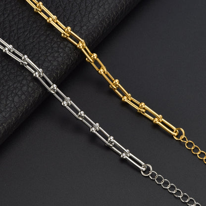 European And American Ins Cold Style Horseshoe Stitching Titanium Steel Bracelet