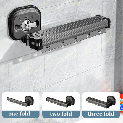 Suction Cup Folding Clothes Hanger Indoor Home Balcony Aluminum Retractable Drying Rack No Punching Folding Clothes Hanger 90