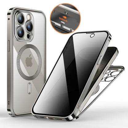 Anti-Privacy Metal Buckle Magnetic Support Wireless Charging Double-Sided Lens Full Cover Phone Case Protective Cover 910c1e6