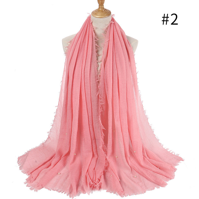 Cotton and linen crumpled monochrome scarf 911776180238