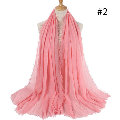 Cotton and linen crumpled monochrome scarf 911776180238
