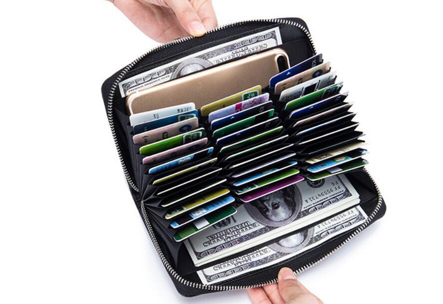 Rfid Many Departments Men Wallet Cow Genuine Leather 36 Slots Card Holder Cell Phone Pocket Male Wallets Clutch Man Long Purs