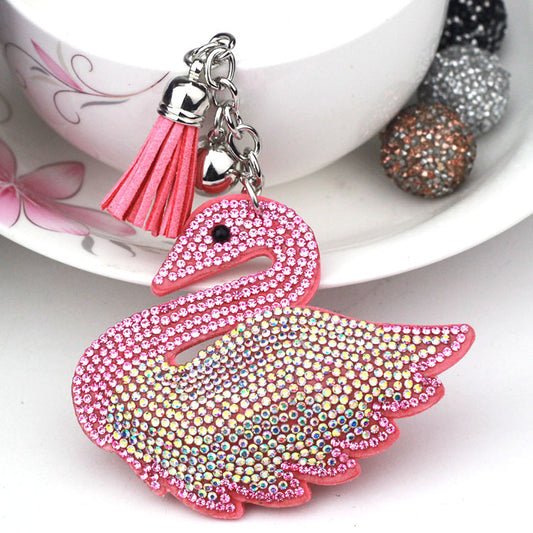 Creative Little Swan Korean Velvet Rhinestone Keychain 9137fad9 b20b 474b 849f 0942f2ad8c73