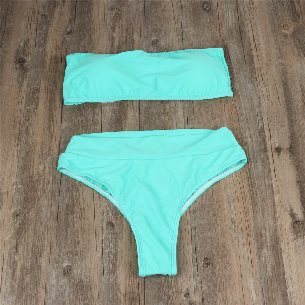 High waist solid color bikini 915028178471